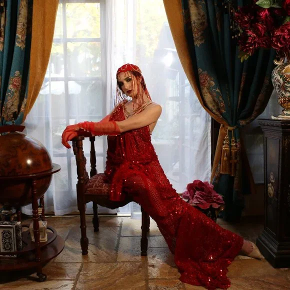 LADY ELEANOR Custom Order Red Gatsby Wedding Gown